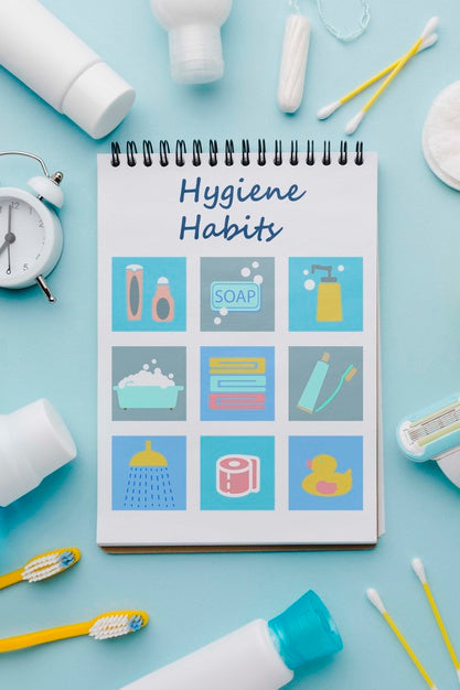 Free Top View Hygiene Accessories And Habits Psd