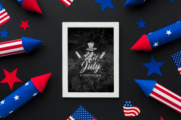 Free Top View Independence Day With Mock-Up Psd