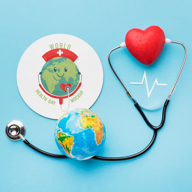 Free Top View International Health Day Stethoscope And Globe Psd