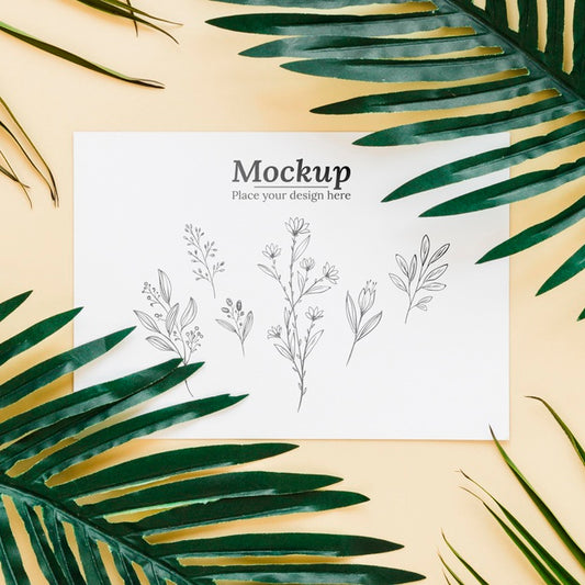 Free Top View Leaves Arrangement Mock-Up Psd