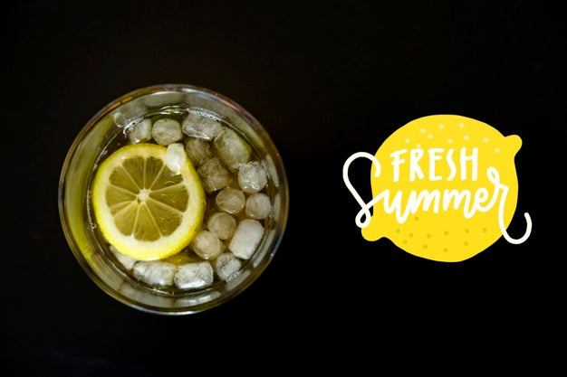 Free Top View Lemonade Full Of Ice Cubes Psd