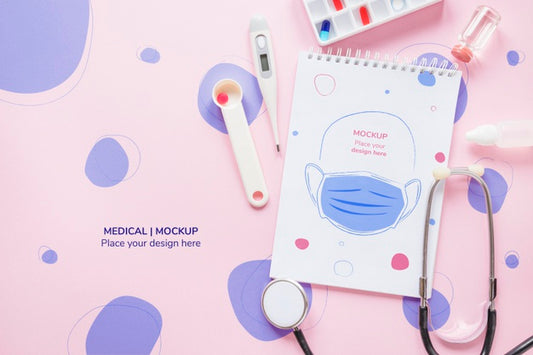 Free Top View Medical Notepad With Mock-Up Psd