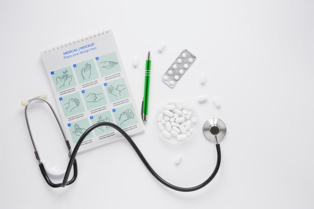 Free Top View Medical Stethoscope With Mock-Up Psd