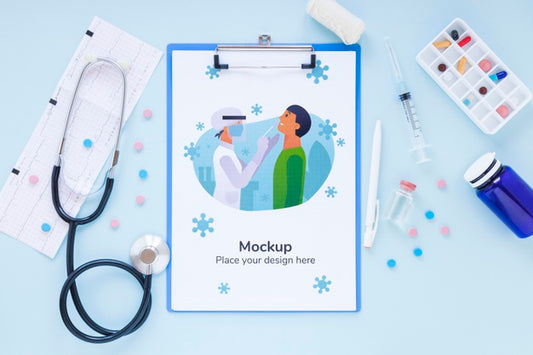 Free Top View Medical Tools With Mock-Up Psd