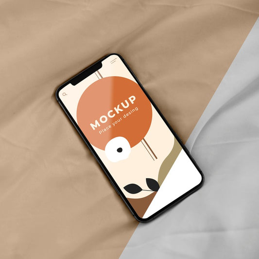 Free Top View Mobile On Bed Psd