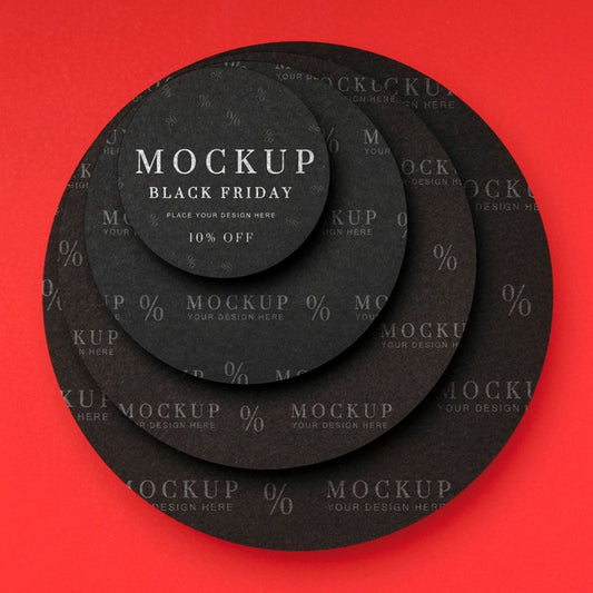 Free Top View Mock-Up Black Friday Circular Shapes Psd