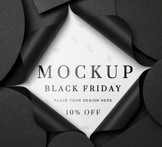 Free Top View Mock-Up Black Friday Torn Paper Psd