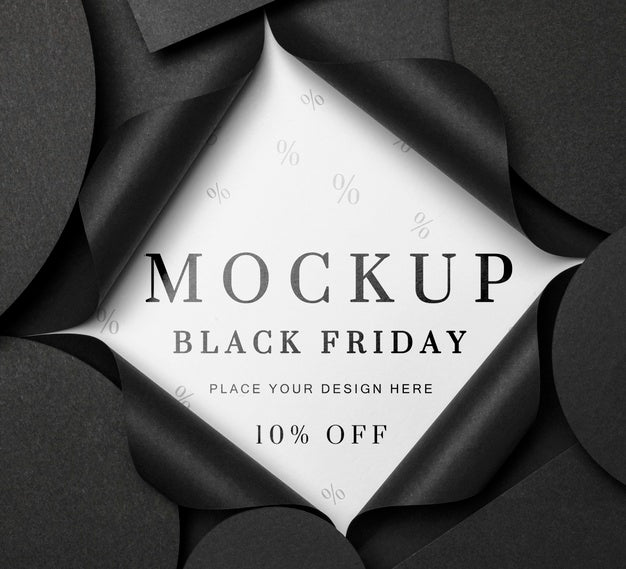 Free Top View Mock-Up Black Friday Torn Paper Psd