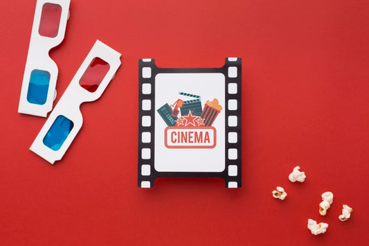Free Top View Mock-Up Film Strip And Glasses Psd