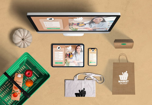 Free Top View Mock-Up Home Groceries Psd