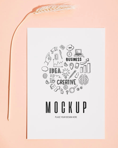 Free Top View Mock-Up Paper And Wheat Ear Psd