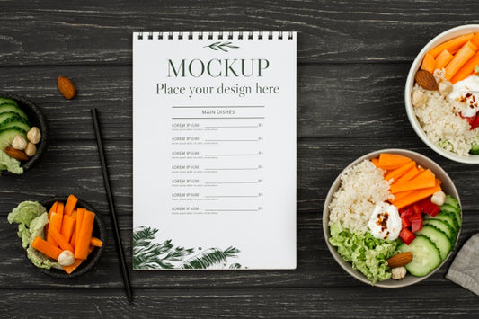 Free Top View Mock-Up With Delicious Food Psd