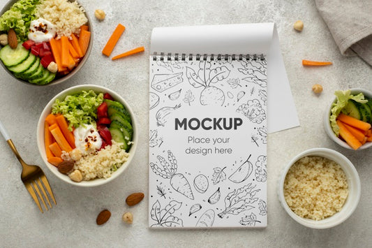 Free Top View Mock-Up With Healthy Food Psd