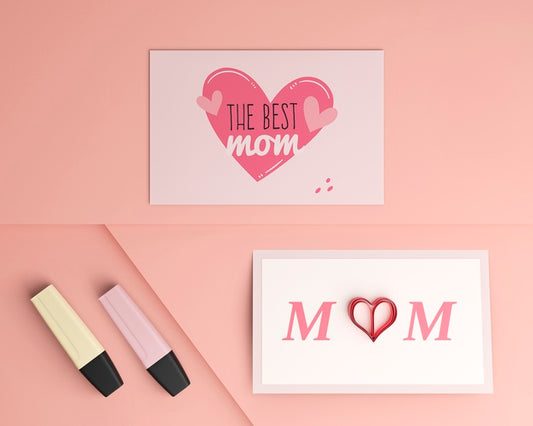 Free Top View Mother'S Day Cards With Mock-Up Psd