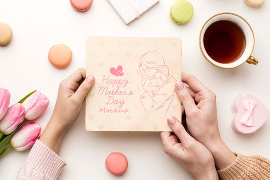 Free Top View Mothers Day Greeting Card Concept Psd