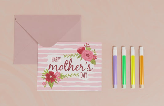 Free Top View Mothers Day Greeting Card Psd