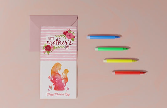 Free Top View Mothers Day Greeting Card Psd