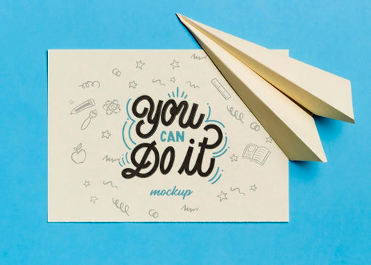 Free Top View Motivational Quote With Paper Plane Psd