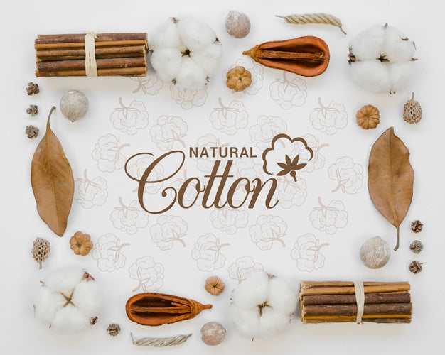 Free Top View Natural Cotton Buds With Mock-Up Psd
