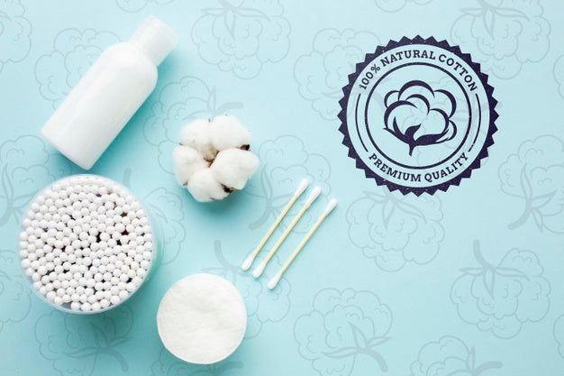 Free Top View Natural Cotton Swabs Concept Psd