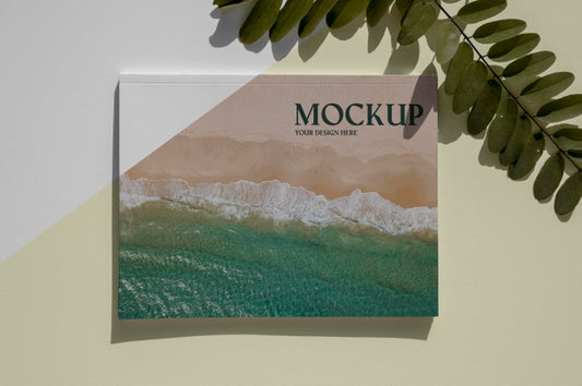 Free Top View Nature Magazine Cover Mock-Up With Leaves Assortment Psd