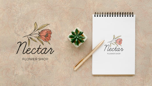 Free Top View Nectar Flower Shop With Mock-Up Psd