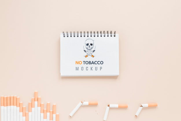 Free Top View Notebook And Cigarettes Psd