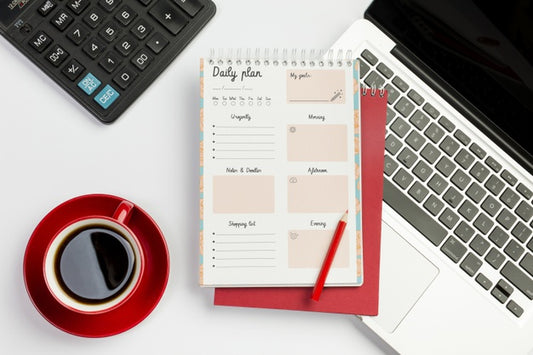 Free Top View Notebook With Daily Tasks Concept Psd