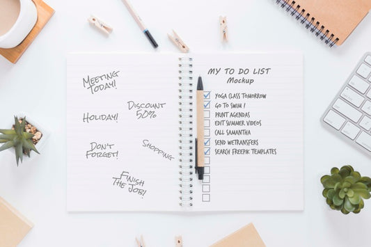 Free Top View Notepad With To Do List Psd