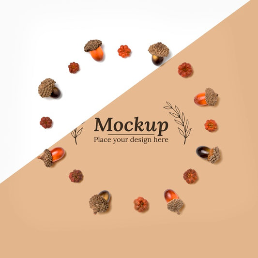 Free Top View Of Acorns Frame Mock-Up Psd