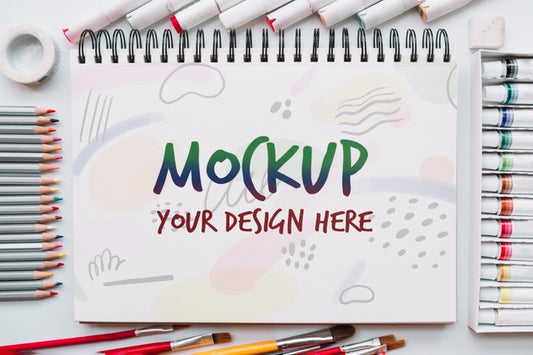 Free Top View Of Art Concept Mock-Up Psd