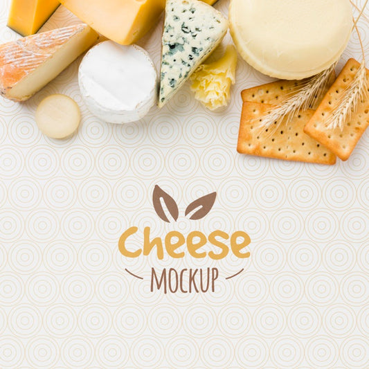 Free Top View Of Assortment Of Locally Grown Cheese Mock-Up Psd