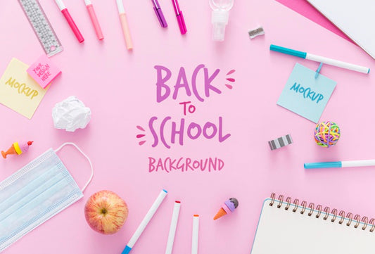 Free Top View Of Back To School Essentials With Notebook Psd