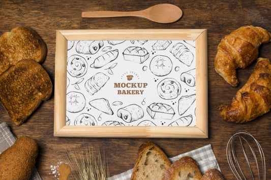 Free Top View Of Bakery Concept Mock-Up Psd