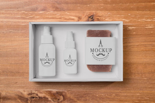 Free Top View Of Beard Care Set With Soap Psd