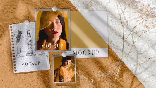 Free Top View Of Beautiful Autumn Moodboard Mock-Up Psd