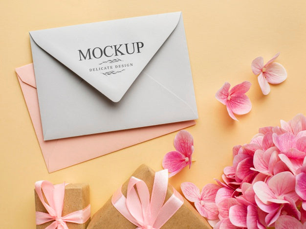 Free Top View Of Beautiful Wedding Concept Mock-Up Psd