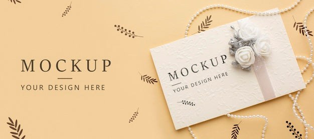 Free Top View Of Beautiful Wedding Concept Mock-Up Psd