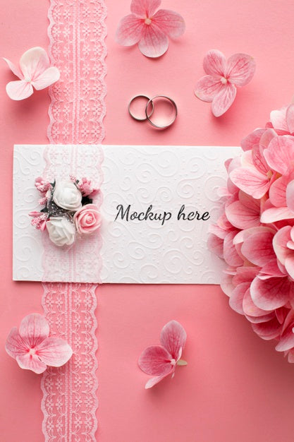 Free Top View Of Beautiful Wedding Concept Mock-Up Psd