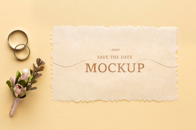 Free Top View Of Beautiful Wedding Concept Mock-Up Psd