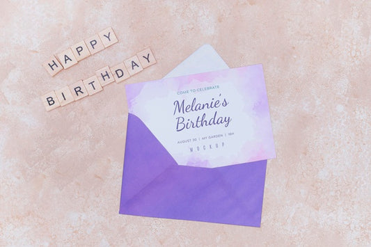 Free Top View Of Birthday Card Envelope Psd
