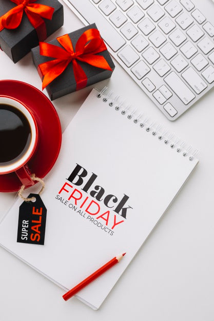 Free Top View Of Black Friday Concept Mock-Up Psd