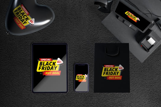 Free Top View Of Black Friday Scene Creator Psd