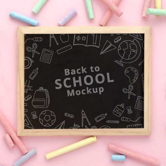 Free Top View Of Blackboard With Chalk Psd