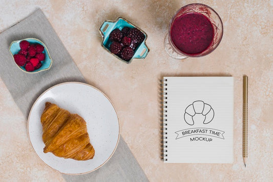 Free Top View Of Breakfast Concept Mock-Up Psd