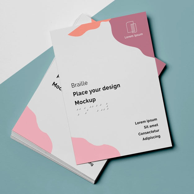 Free Top View Of Business Card Designs With Braille Psd