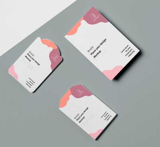 Free Top View Of Business Cards With Braille Psd