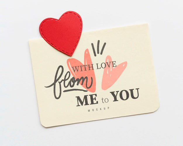 Free Top View Of Card With Paper Heart Psd