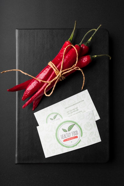 Free Top View Of Chili Peppers And Menu Psd
