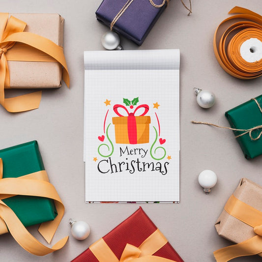 Free Top View Of Christmas Concept Mock-Up Psd